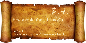 Praschek Apollinár névjegykártya